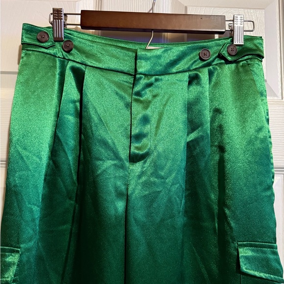 a new day Emerald Satin Wide-Leg Cargo Pants - Picture 8 of 12